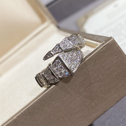 [LORA]SERPENTI LARGE RING SILVER DIAMOND PAVED
