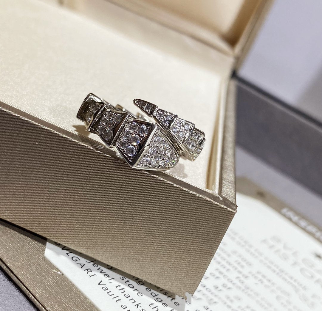 [LORA]SERPENTI LARGE RING SILVER DIAMOND PAVED