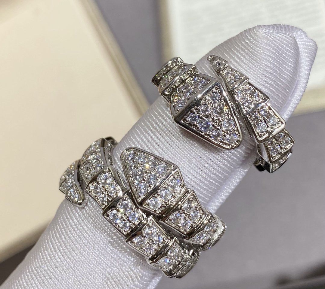 [LORA]SERPENTI LARGE RING SILVER DIAMOND PAVED