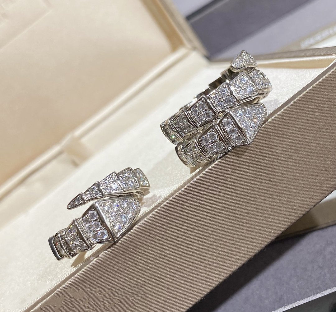 [LORA]SERPENTI LARGE RING SILVER DIAMOND PAVED