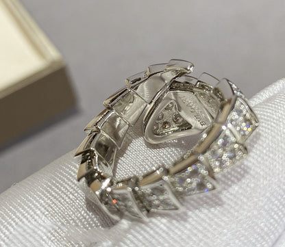 [LORA]SERPENTI LARGE RING SILVER DIAMOND PAVED