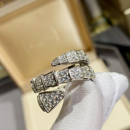 [LORA]SERPENTI DOUBLE RING SILVER DIAMOND PAVED