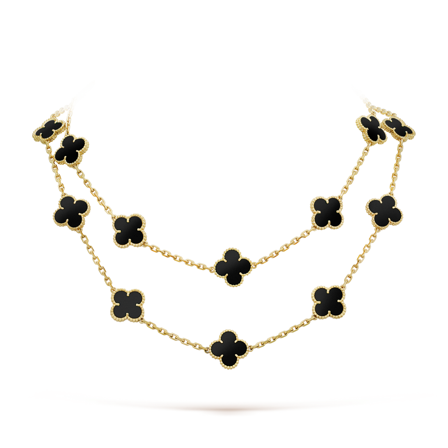 [Lora]CLOVER 20 MOTIFS ONYX NECKLACE