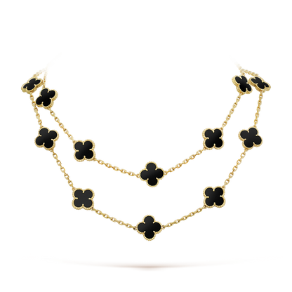 [Lora]CLOVER 20 MOTIFS ONYX NECKLACE