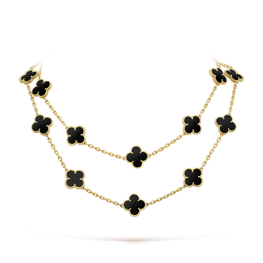 [Lora]CLOVER 20 MOTIFS ONYX NECKLACE