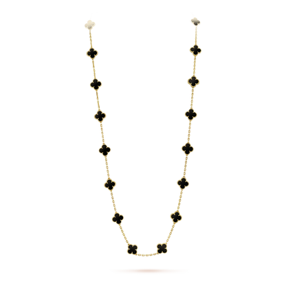 [Lora]CLOVER 20 MOTIFS ONYX NECKLACE