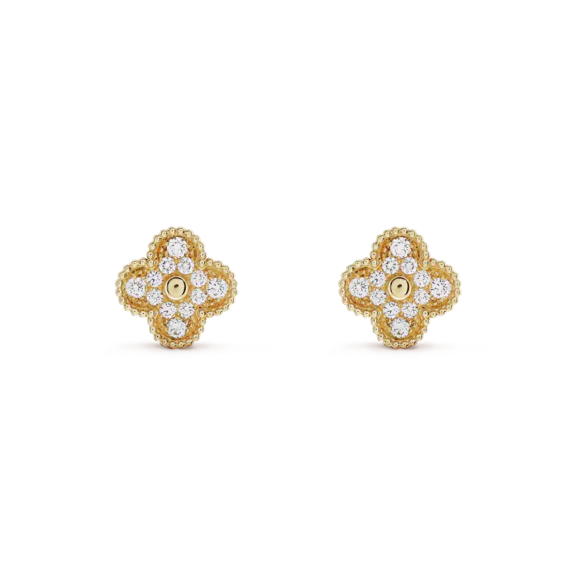 [LORA]CLOVER MEDIUM 1 MOTIFS FUll DIAMOND EARRINGS