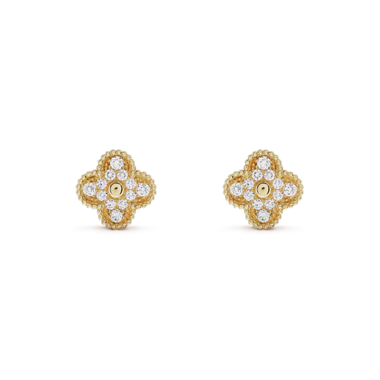 [LORA]CLOVER MEDIUM 1 MOTIFS FUll DIAMOND EARRINGS