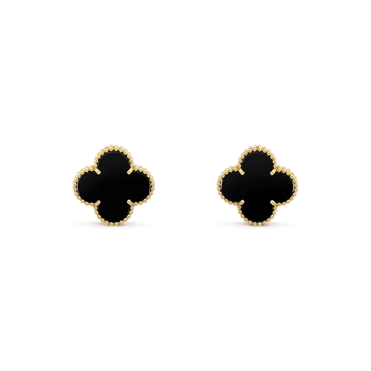 [LORA]CLOVER MEDIUM 1 MOTIFS  ONYX STUD EARRINGS