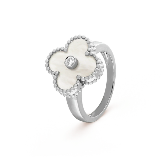 [LORA]CLOVER SILVER MOP DIAMOND RING