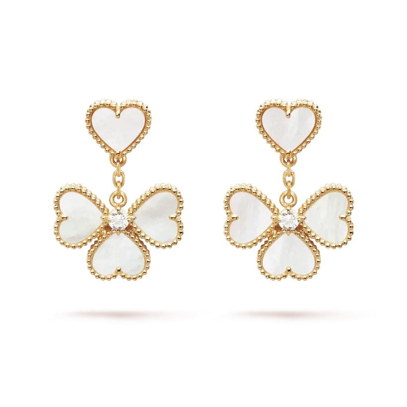 [Lora]CLOVER SWEET WHITE MOP EARRINGS