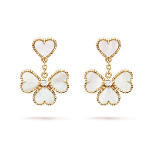 [Lora]CLOVER SWEET WHITE MOP EARRINGS