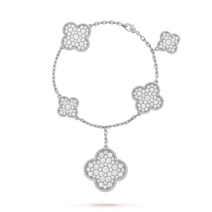 [Lora]CLOVER 6 MOTIFS SILVER DIAMOND BRACELET