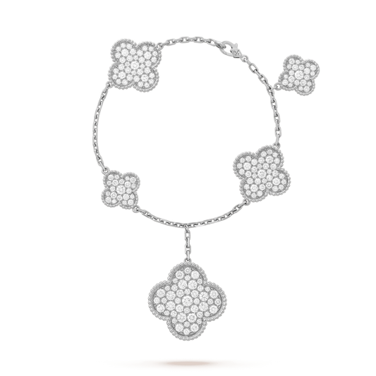 [LORA]CLOVER 6 MOTIFS SILVER DIAMOND BRACELET