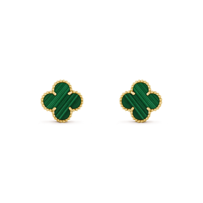 [LORA]CLOVER MEDIUM 1 MOTIFS MALACHITE  EARRINGS