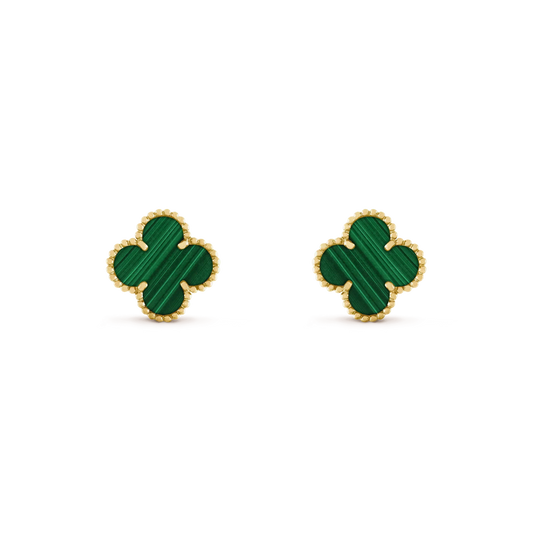 [LORA]CLOVER MEDIUM 1 MOTIFS MALACHITE  EARRINGS