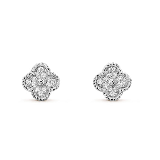 [LORA]CLOVER MINI DIAMOND STUD EARRINGS