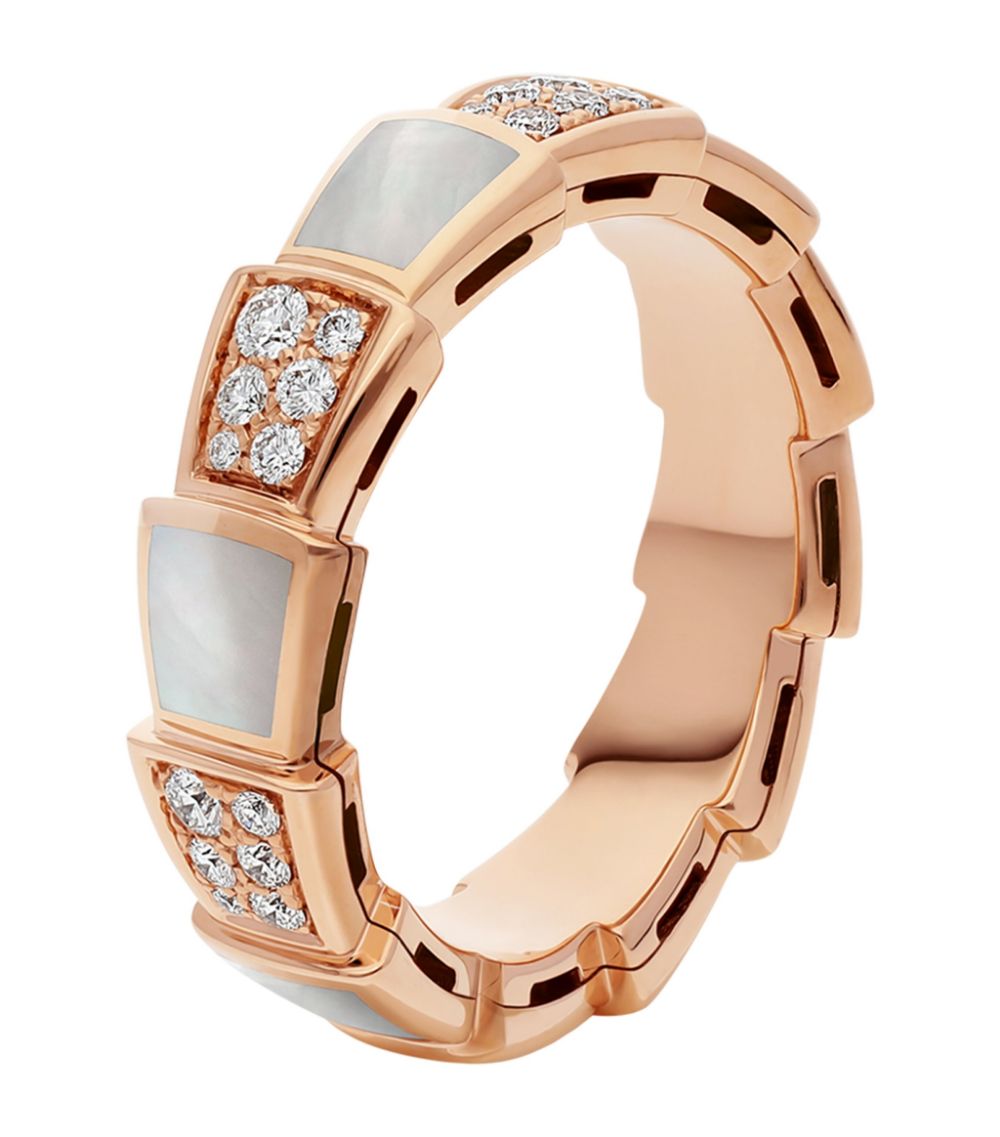 [LORA]SERPENTI RING PINK GOLD MOP DIAMOND PAVED 4MM