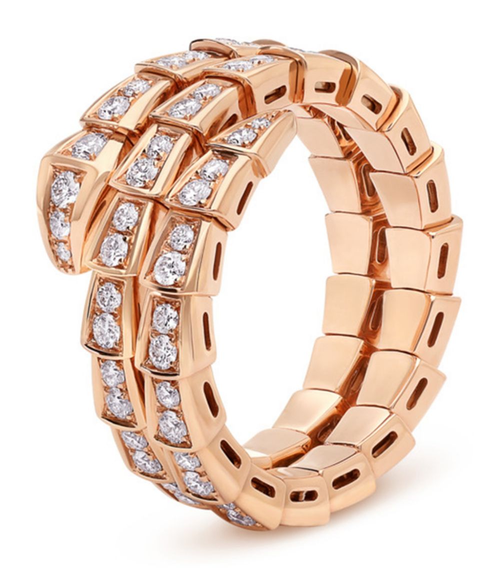 [LORA]SERPENTI RING PINK GOLD DIAMOND DOUBLE ROW