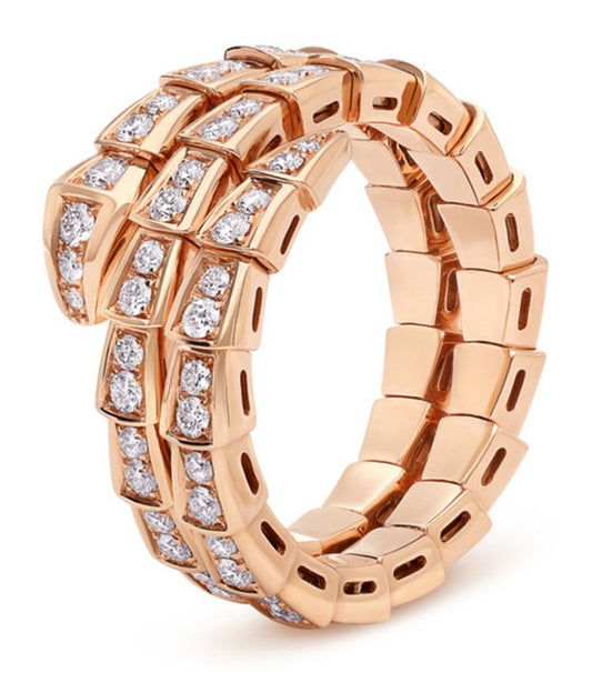 [LORA]SERPENTI RING PINK GOLD DIAMOND DOUBLE ROW