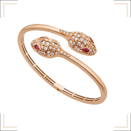 [LORA]SERPENTI BRACELET PINK GOLD DIAMOND DOUBLE SNAKE