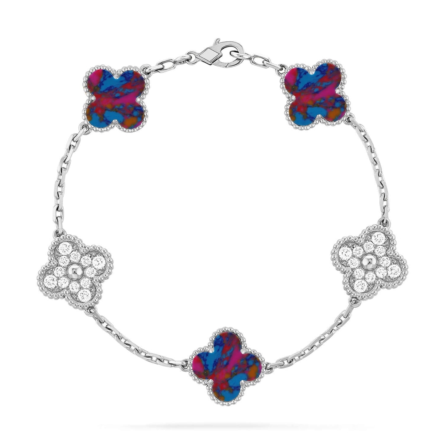 [Lora]CLOVER 5 MOTIF COLOR GEMSTONES BRACELET COLLECTION