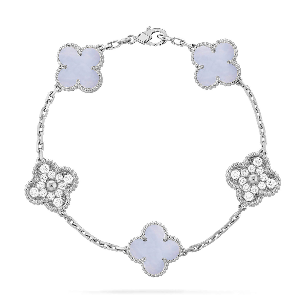 [Lora] CLOVER 5 MOTIF PURPLE CHALCEDONY BRACELET COLLECTION