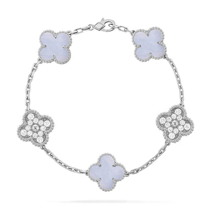 [Lora] CLOVER 5 MOTIF PURPLE CHALCEDONY BRACELET COLLECTION