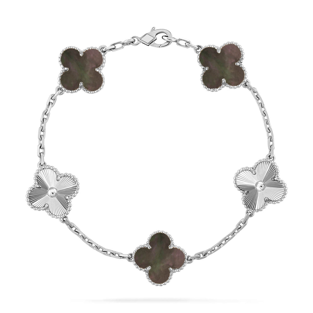 [Lora] CLOVER 5 MOTIF GRAY MOP BRACELET COLLECTION