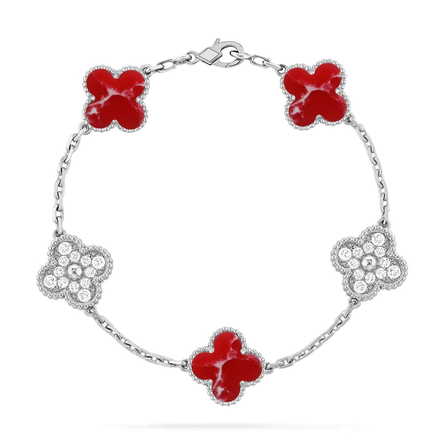 [Lora]CLOVER 5 MOTIF RED PATTERN BRACELET COLLECTION