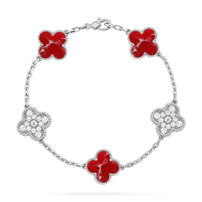 [Lora]CLOVER 5 MOTIF RED PATTERN BRACELET COLLECTION