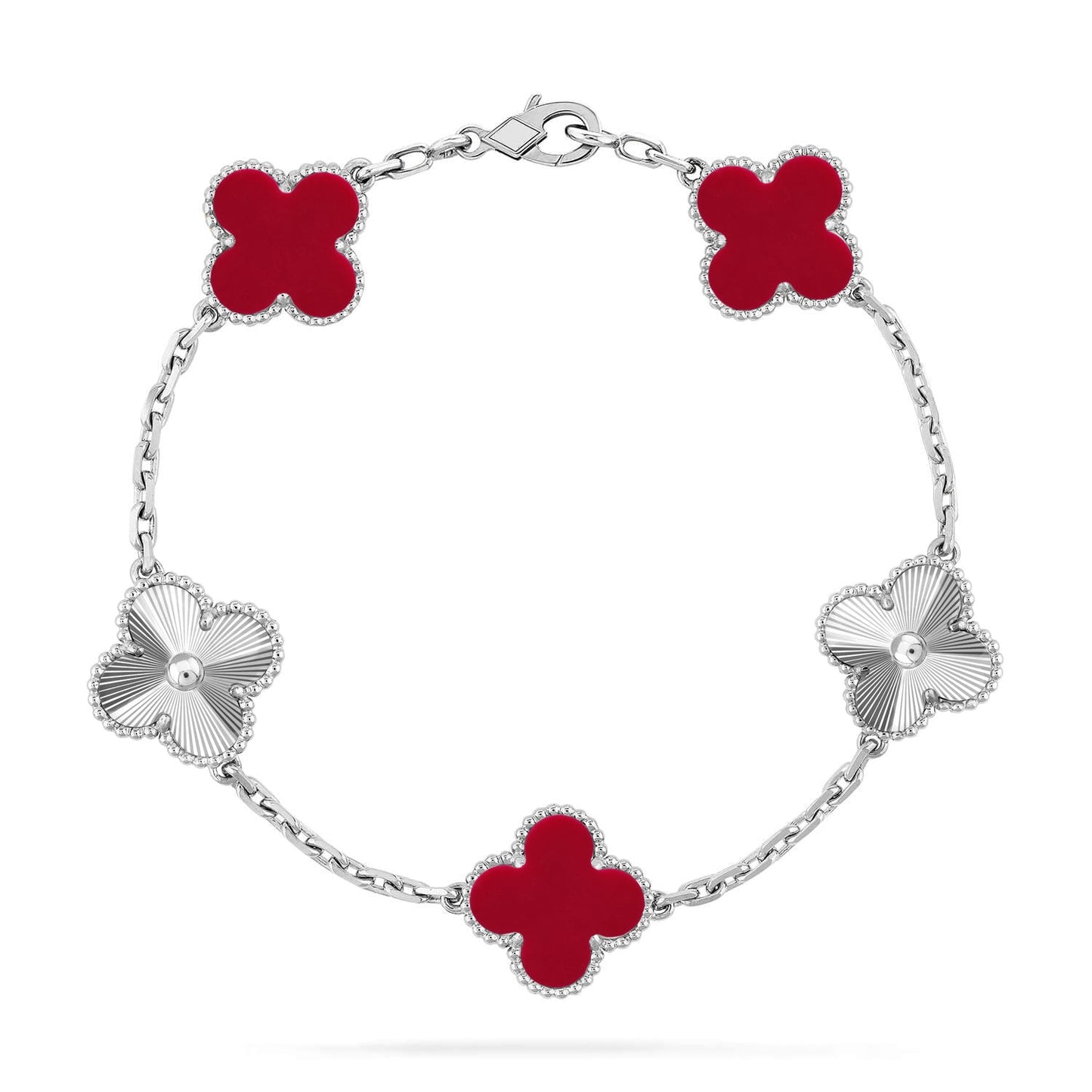 [Lora] CLOVER 5 MOTIF RED CORNELIAN BRACELET COLLECTION