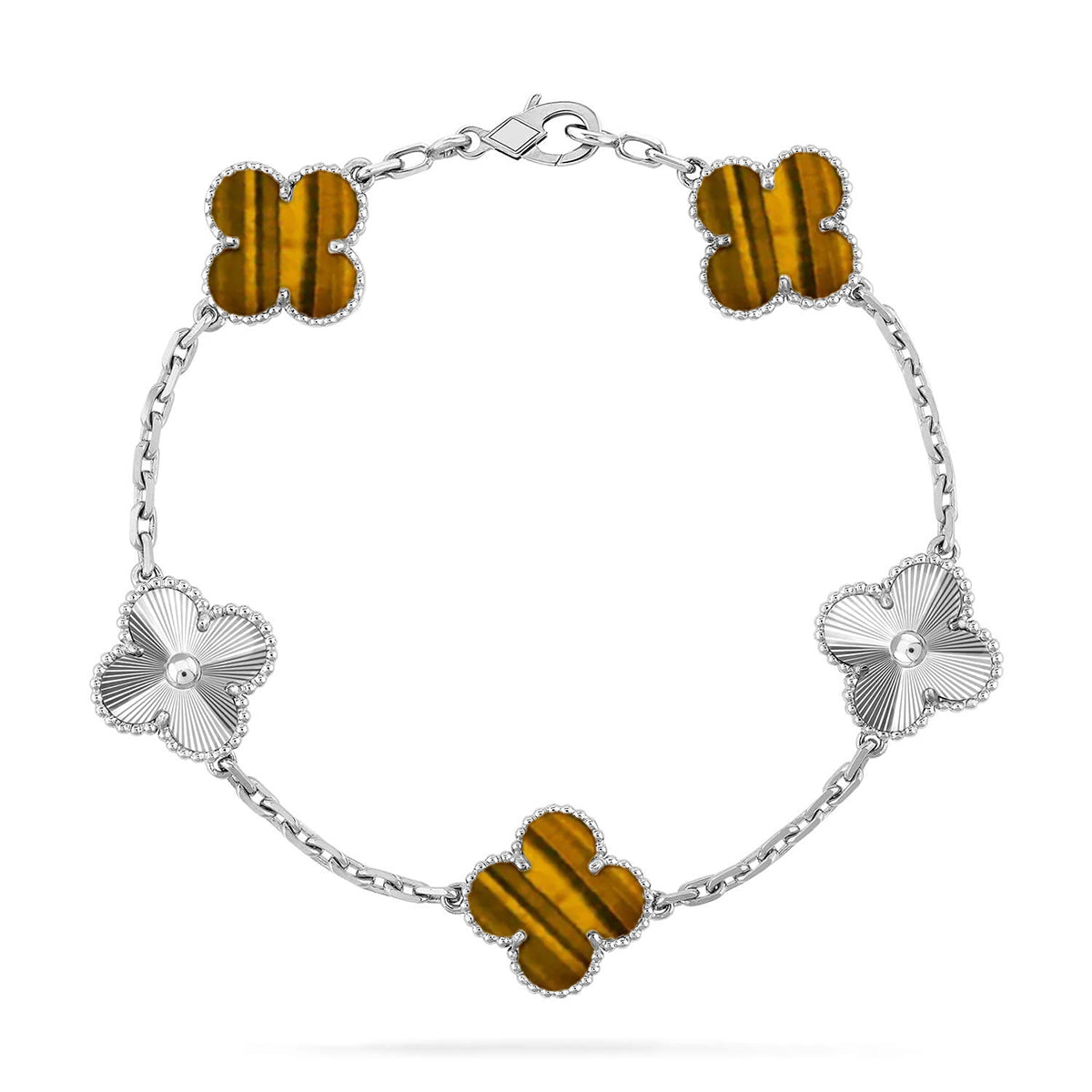 [Lora] CLOVER 5 MOTIFS TIGER EYE BRACELET COLLECTION