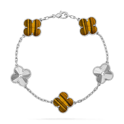 [Lora] CLOVER 5 MOTIFS TIGER EYE BRACELET COLLECTION