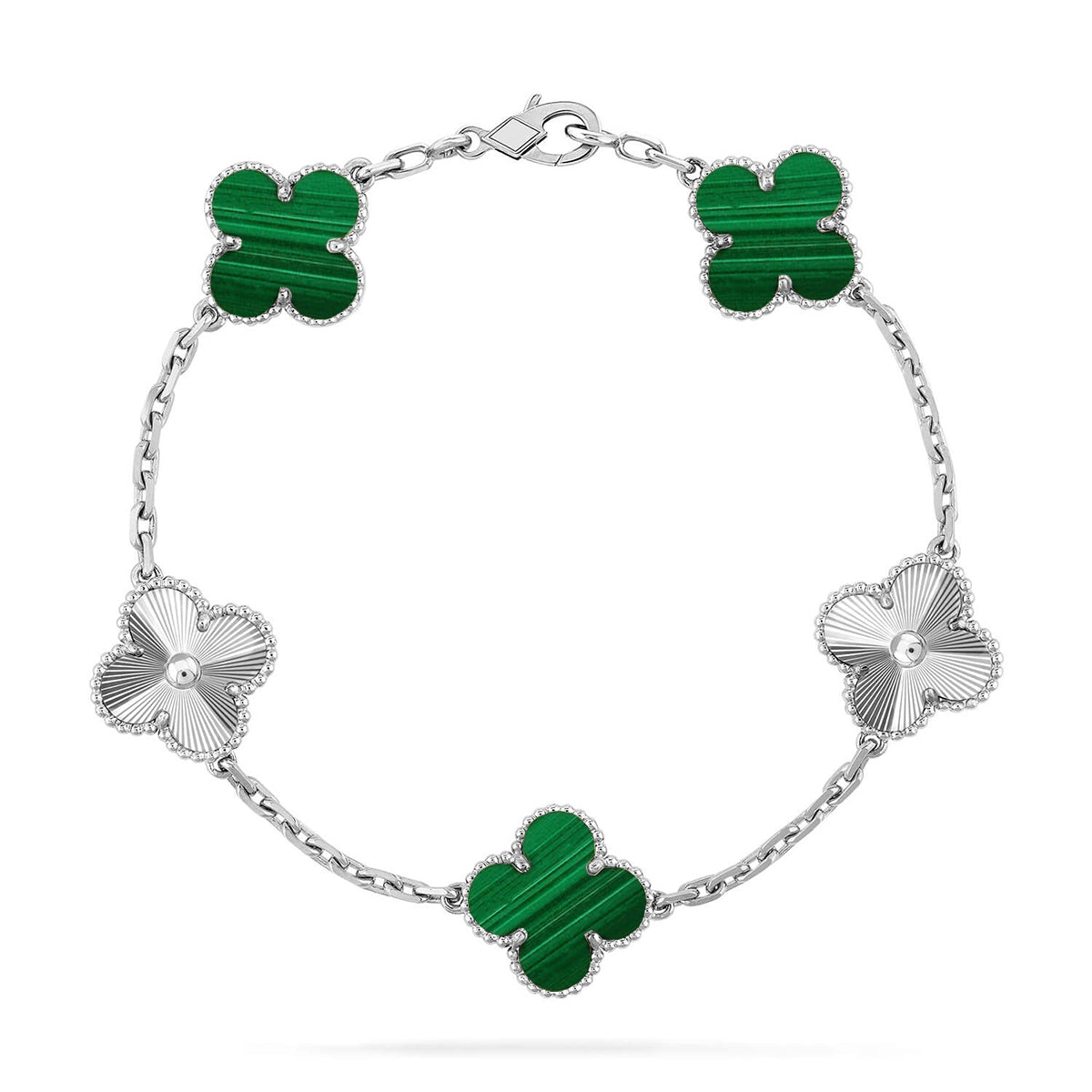 [Lora] CLOVER 5 MOTIF MALACHITE BRACELET COLLECTION