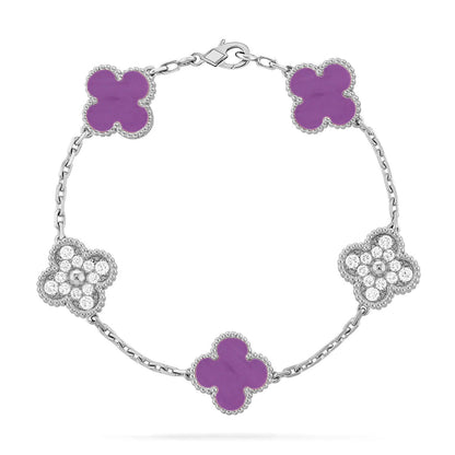 [Lora] CLOVER 5 MOTIF VIOLET BRACELET COLLECTION