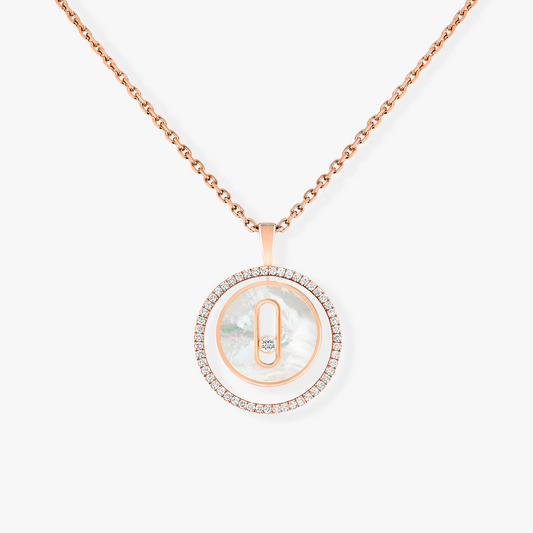 [LORA] LUCKY MOVE 1 DIAMOND WHITE MOTHER OF PEARL PINK GOLD DIAMOND NECKLACE