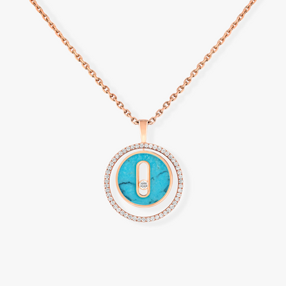 [LORA] LUCKY MOVE 1 DIAMOND TURQUOISE PINK GOLD DIAMOND NECKLACE