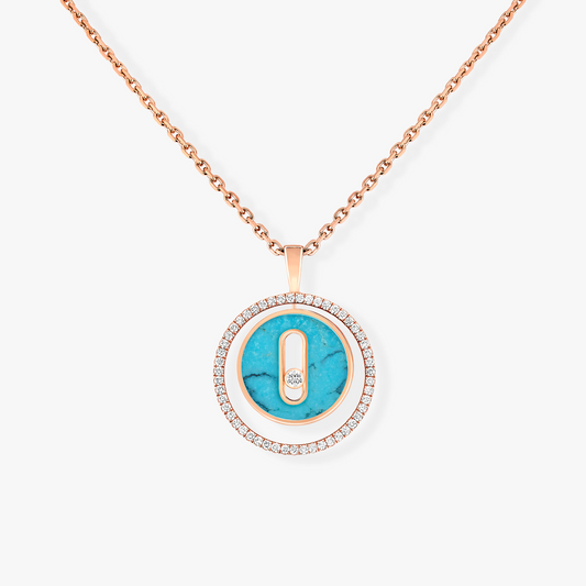[LORA] LUCKY MOVE 1 DIAMOND TURQUOISE PINK GOLD DIAMOND NECKLACE