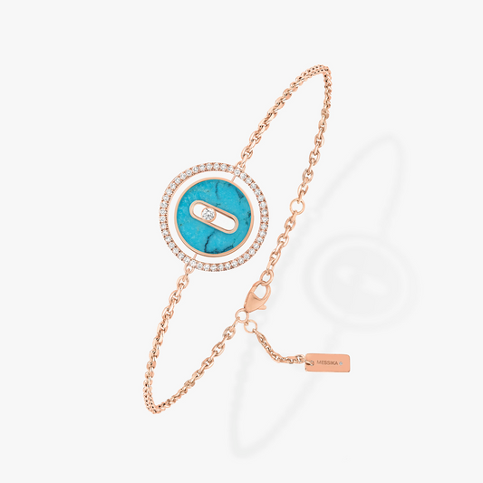 [LORA] LUCKY MOVE TURQUOISE PINK GOLD DIAMOND BRACELET