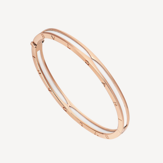 [LORA]ZERO 1 PINK GOLD WITH WHITE CERAMIC BRACELET