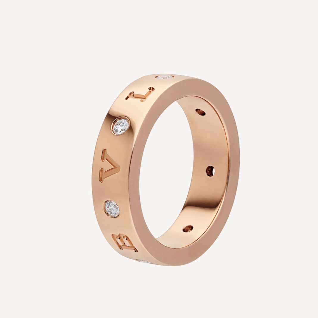 [LORA]ZERO 1 ESSENTIAL PINK GOLD BAND WITH DIAMONDS RING