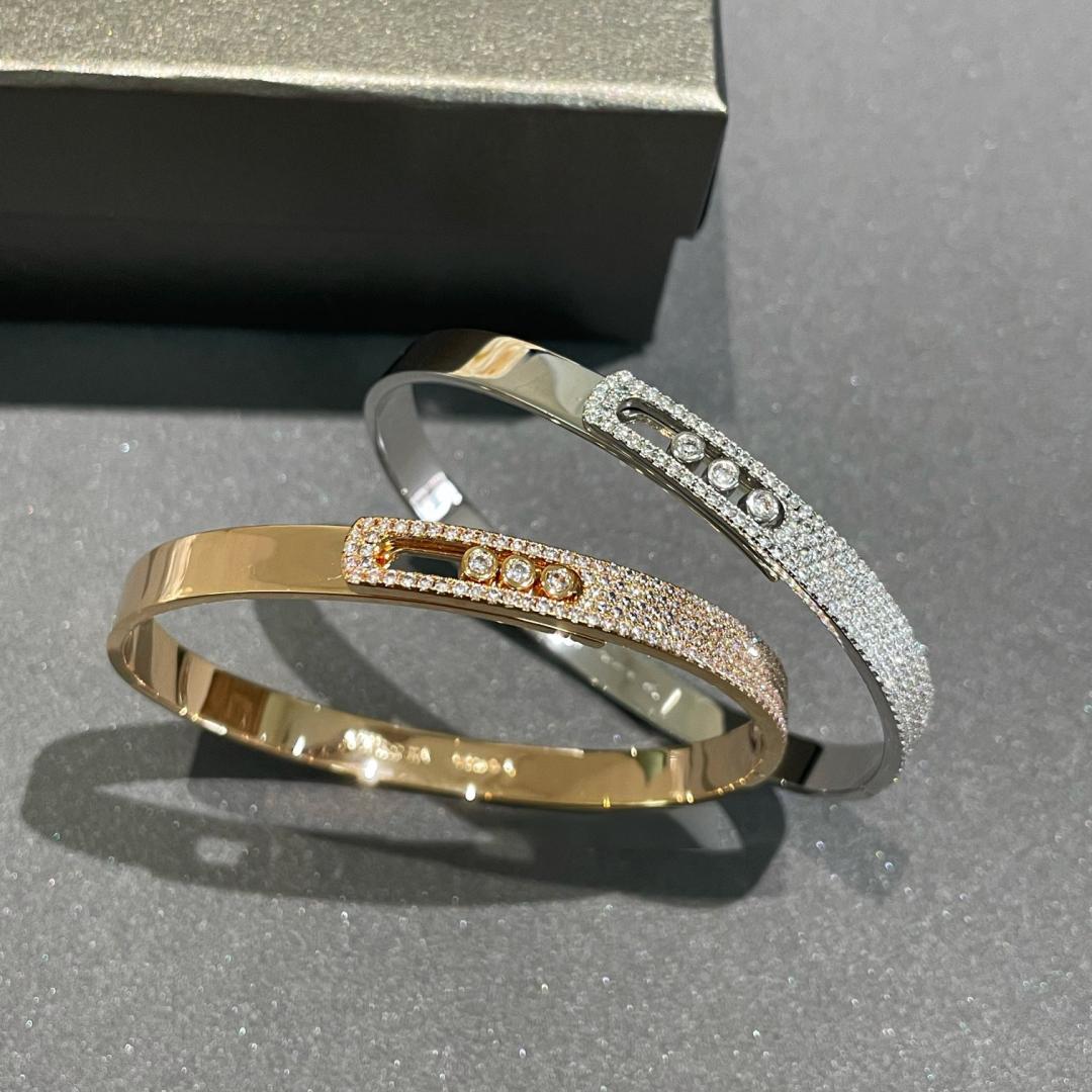 [LORA] Move Noa Rose Gold Pavé Diamond Bangle Bracelet