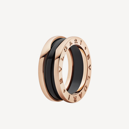 [LORA]ZERO 1 TWO-BAND LOOPS AND BLACK CERAMIC PINK GOLD RING