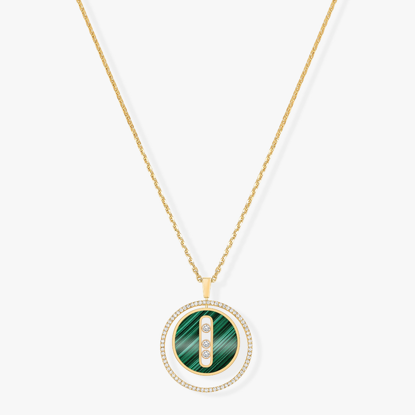 [LORA] LUCKY MOVE 3 DIAMOND MALACHITE GOLD DIAMOND NECKLACE