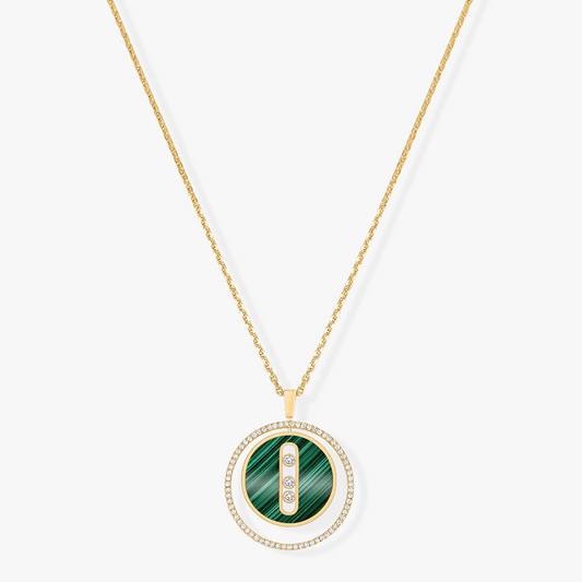 [LORA] LUCKY MOVE 3 DIAMOND MALACHITE GOLD DIAMOND NECKLACE