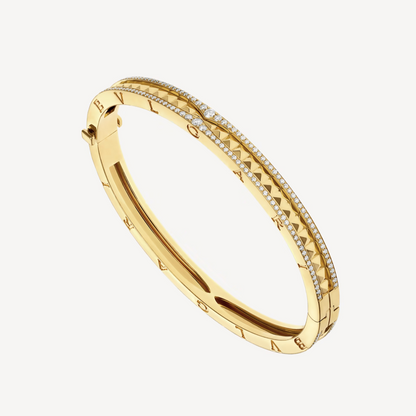 [LORA]ZERO 1 SPIRAL AND PAVED DIAMOND GOLD BRACELET