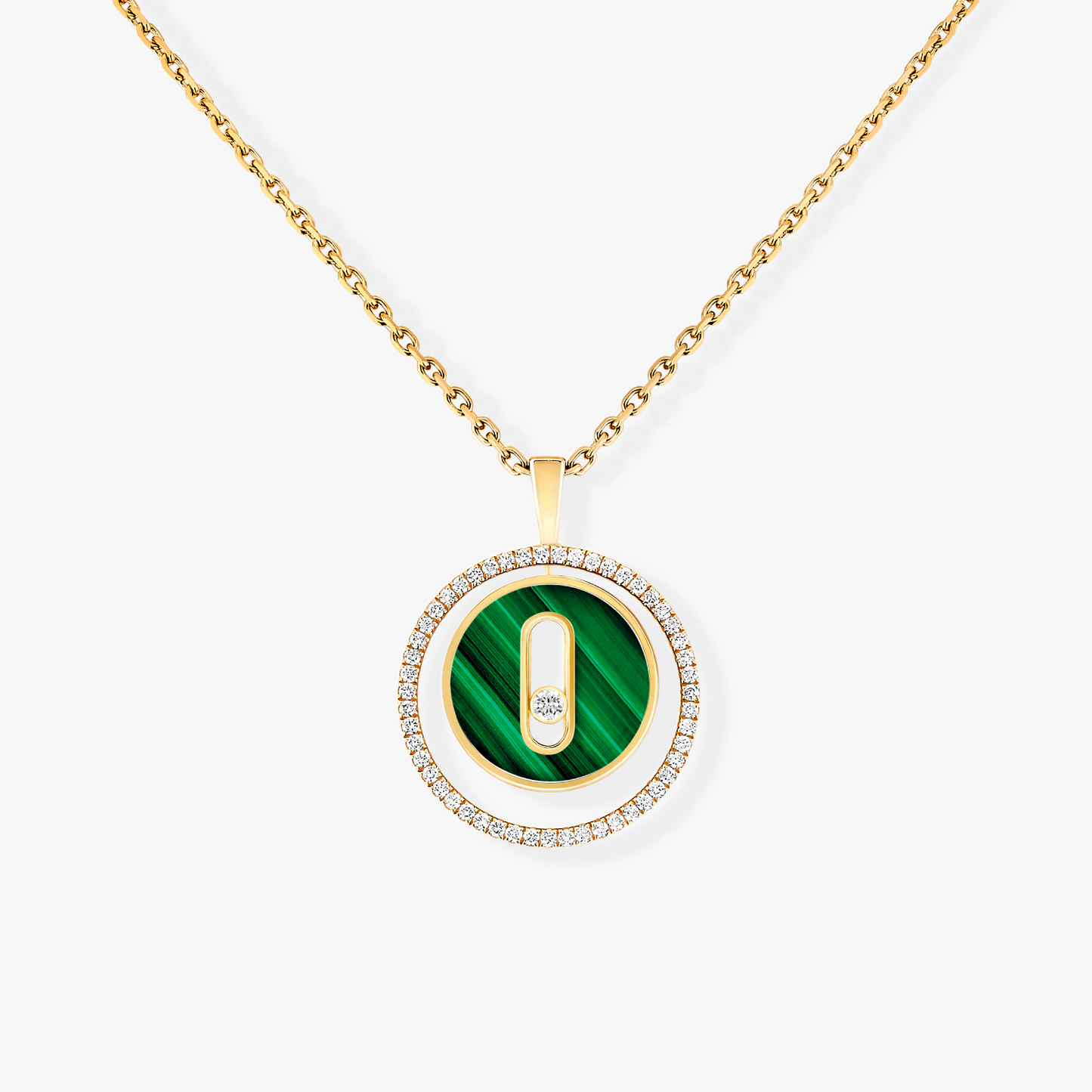 [LORA] LUCKY MOVE 1 DIAMOND MALACHITE GOLD DIAMOND NECKLACE