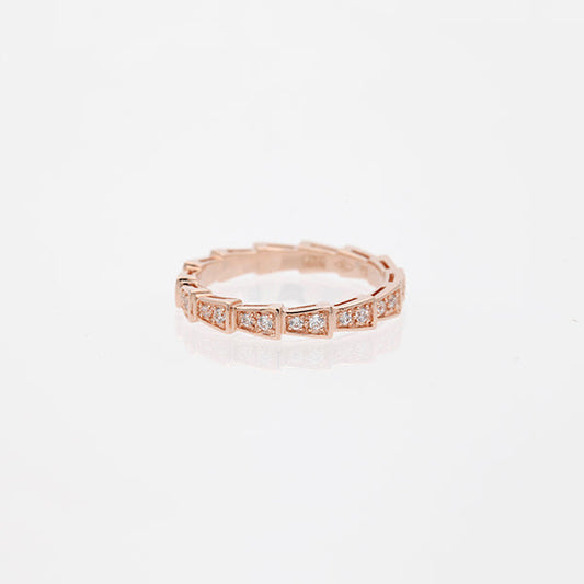 [LORA]SERPENTI RING PINK GOLD DIAMOND PAVED 3MM