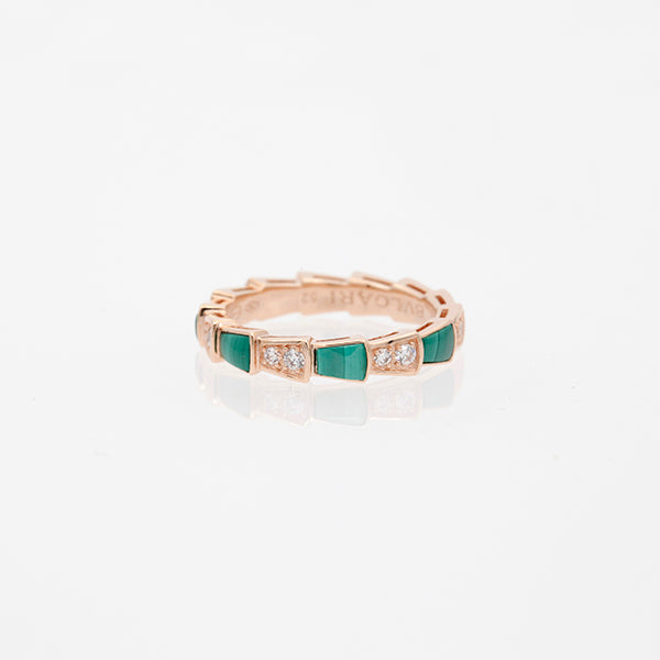 [LORA]SERPENTI RING PINK GOLD MALACHITE DIAMOND 3MM
